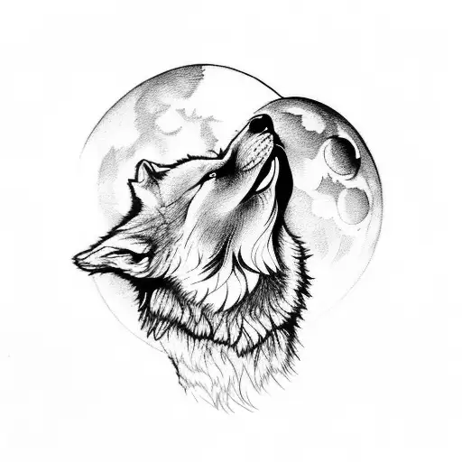 A Wolf Howling At The Moon In A Mystical Forest