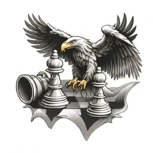 Flying Eagle Holding Chess Piece