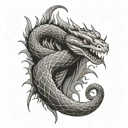 Full Body Snake With Spikes Coming Out Of It Simplistic