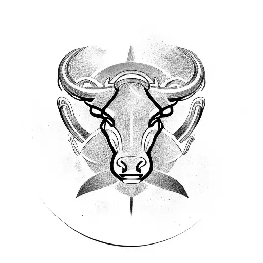 Futuristic Taurus Zodiac Sign Logo Encircled With Ace Word