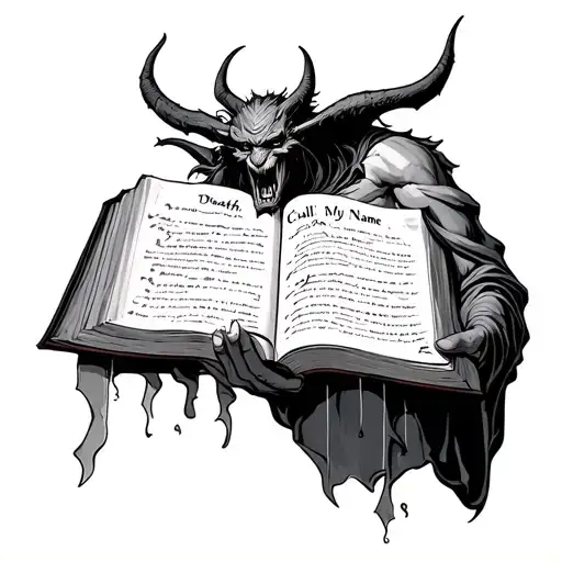 Bible Demon Holding A Pergamen Saying Until Death Call My Name