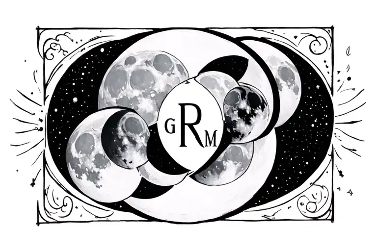 All The Moon Phases With The Initial G R M Inside