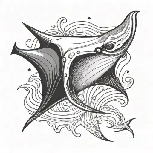 Little Cute Manta Ray Swimming Gracefully Swimming