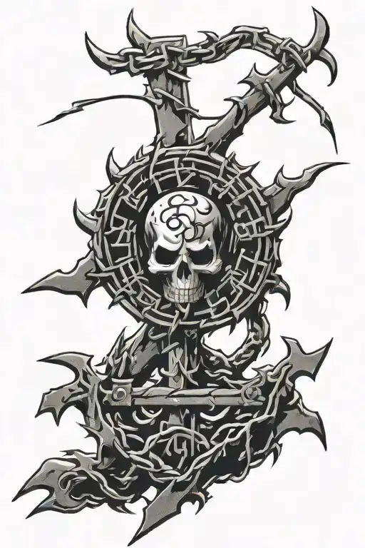 Kanji Of Chaos Barbed Wire Black Blood And Kanji Of Death