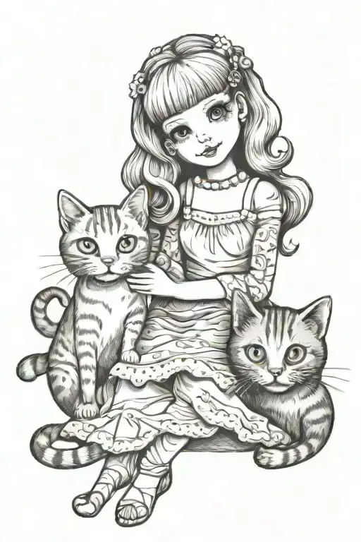 Doll And Cat Sitting