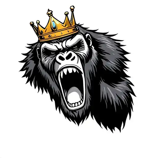 Angry Screaming Gorilla With Crown