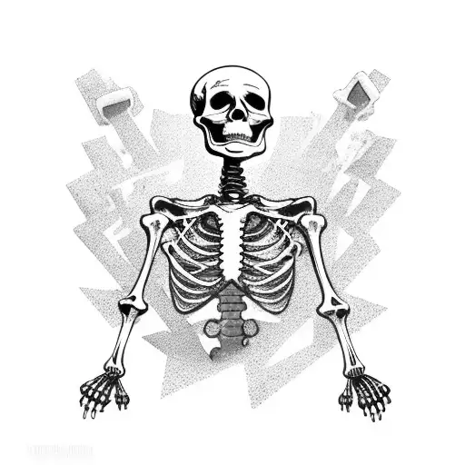 Skeleton With Top Hat Making The Rock Sign With Two Army Pendants On Each Finger