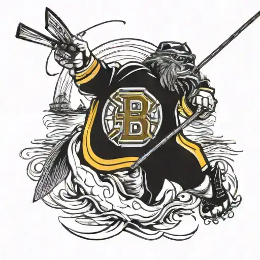 Boston Bruins And Fishing Scene
