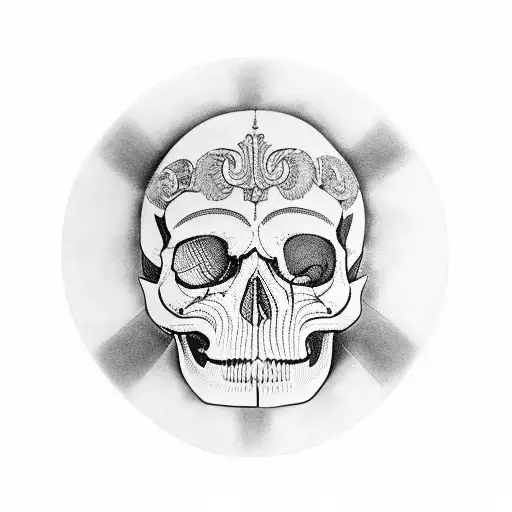 Marcus Aurelius Face To The Left Of Center Line And A Skull To The Right Of Center Line