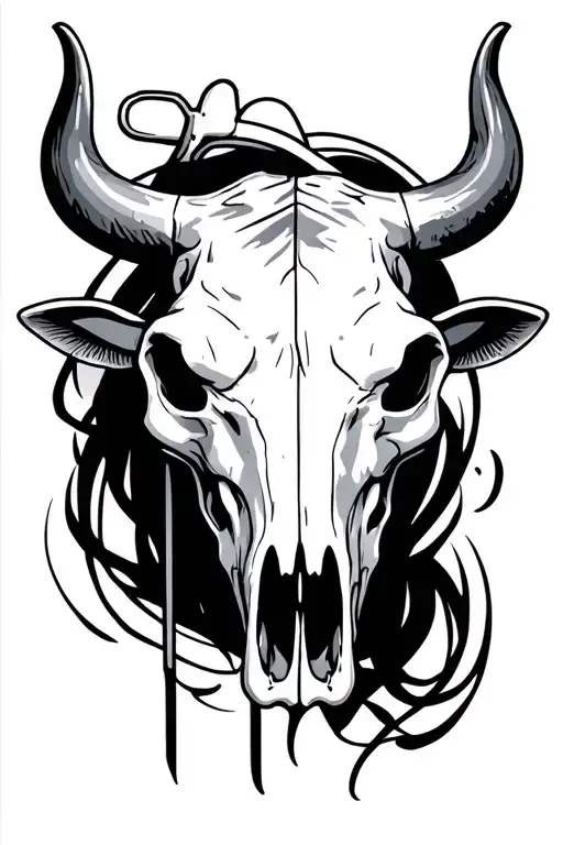 First Responders And Western Bull Skull