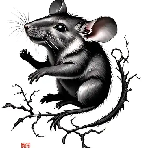 Chinese Year Of The Rat In Wind And Vines Growing