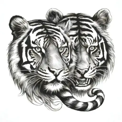 Tiger And Monkey Playing