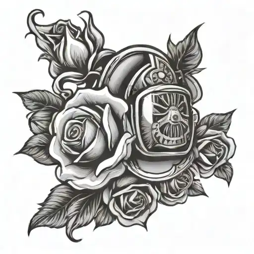 Firefighter Design With Roses