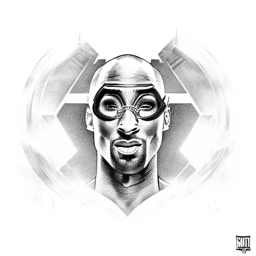 Kobe Bryant Portrayed As A Marvel Superhero With A Black And Grey Portrait Style