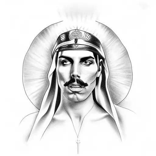 Virgin Mary Tattoo But With Freddie Mercury's Face