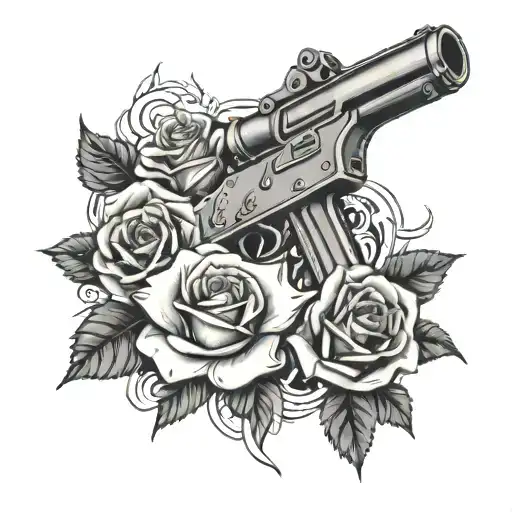 Roses And Guns Around The Word Rifle Man