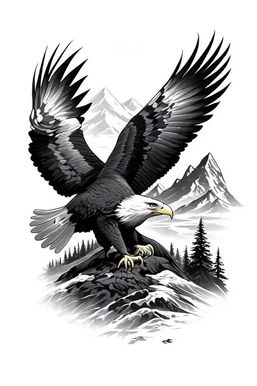 Eagle And Mountain Scene