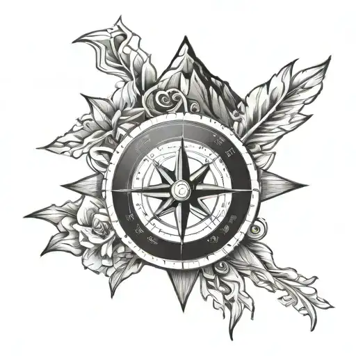 Mountain Starts And Compass Rose