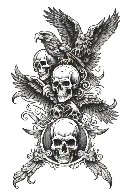 Word With Skulls And Eagle