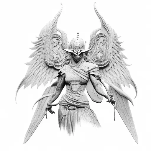 Statue Nike With Demon Wings