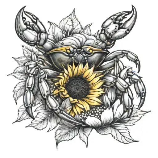 Crab Holding A Sunflower