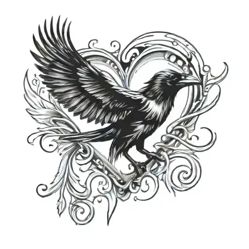 Heartbeat Line With The Name Raven