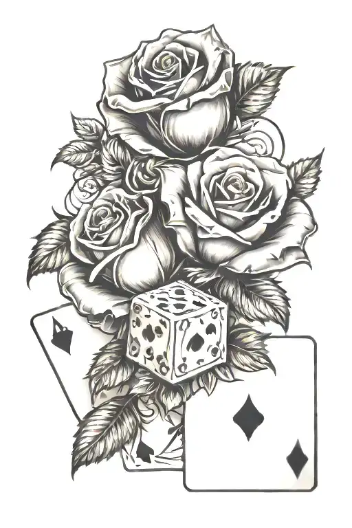 Cards Dice Roses