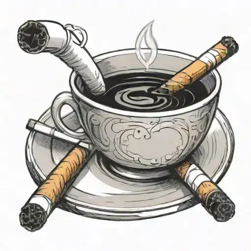 Cigarette Laying Next To Coffee Cup