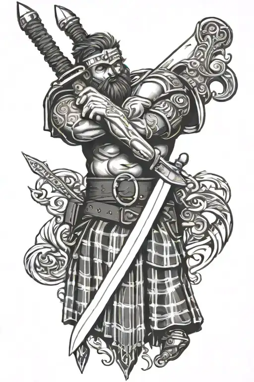 Scottish Kilt Holding Dagger