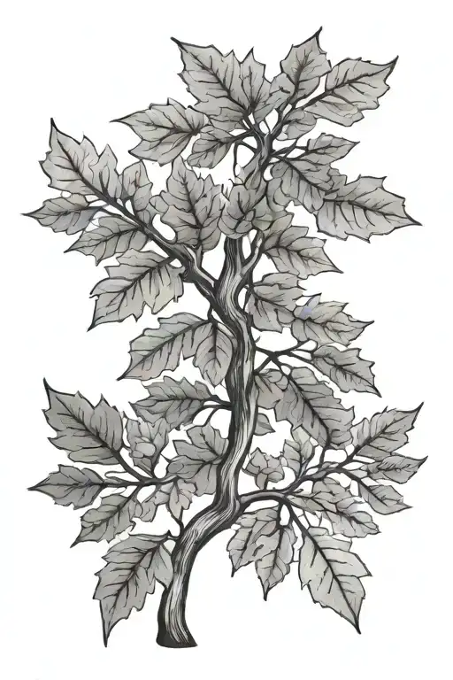 Oak Tree Colored Leaves