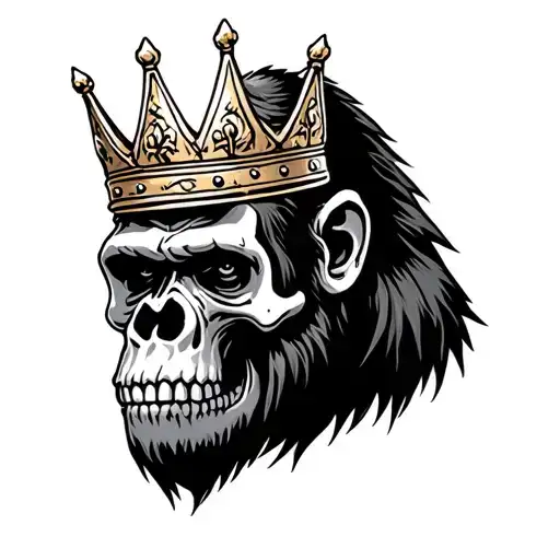 Skull Gorilla With A Crown Side Profile