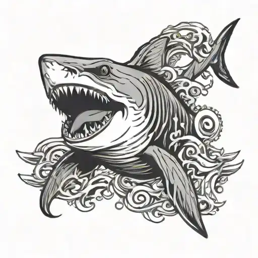 Money Hungry Shark With Mouth Open