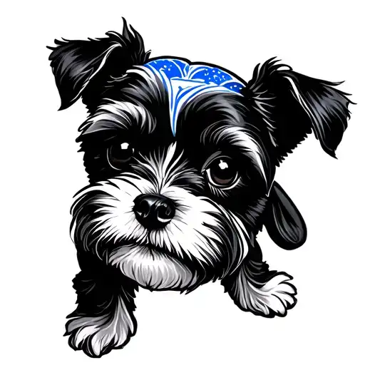 Cartoon Maltese Dog With Delft Blue Pattern
