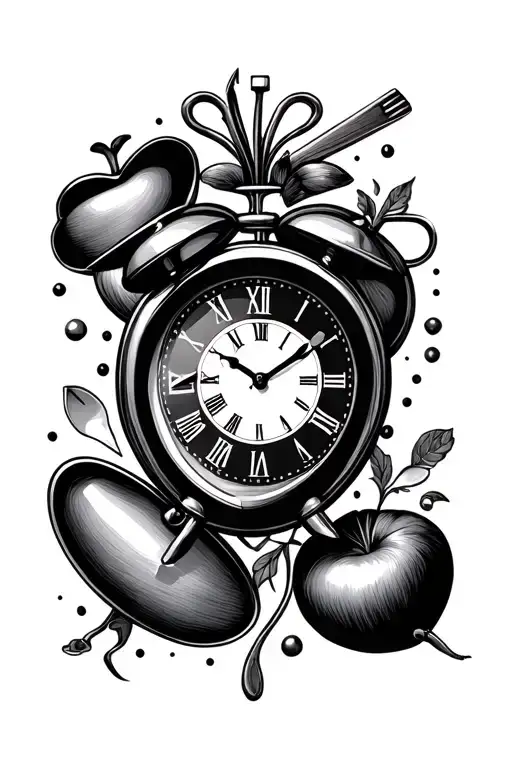 Heart Clock Cook Kitchen Utensils