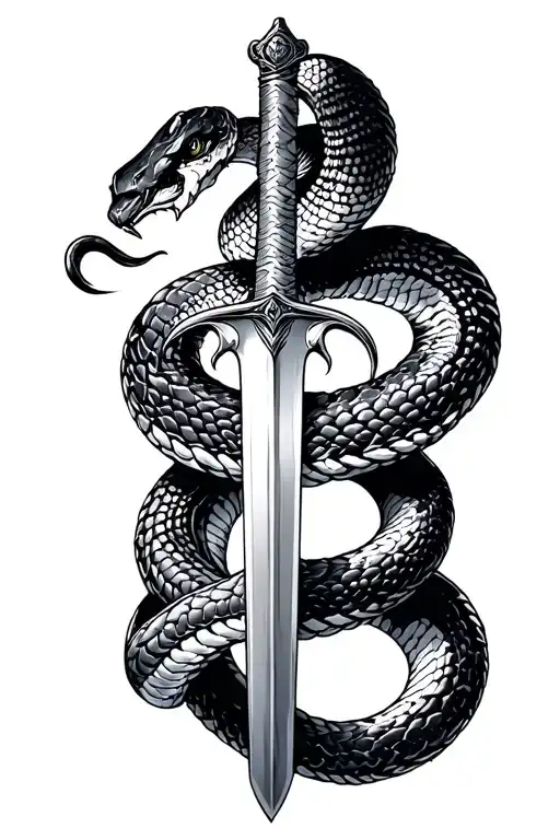 Snake Goin Around Your Arm Thats Also Around A Sword