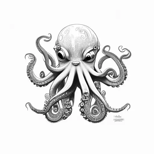 Cute Angry Octopus With Big Cute Eyes
