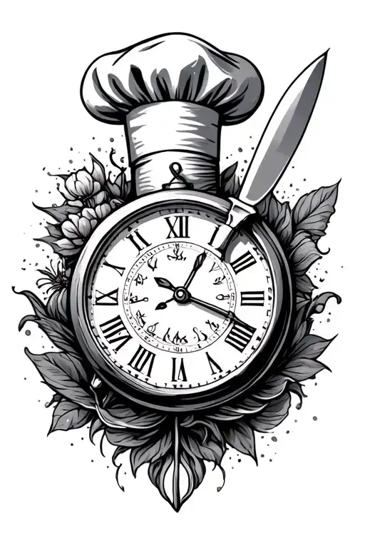 Chef Cook Clock Knife