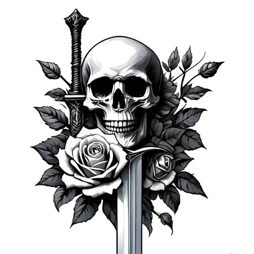 Skull Rose And Sword
