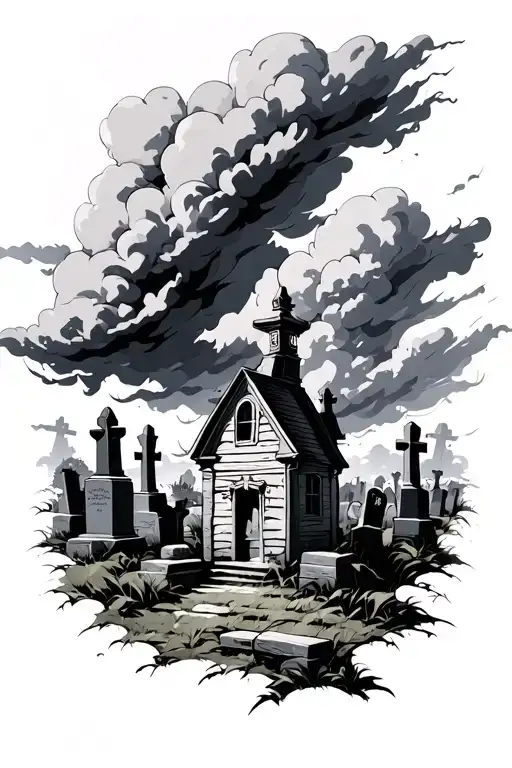 Dark Cloud Cemetery Scene