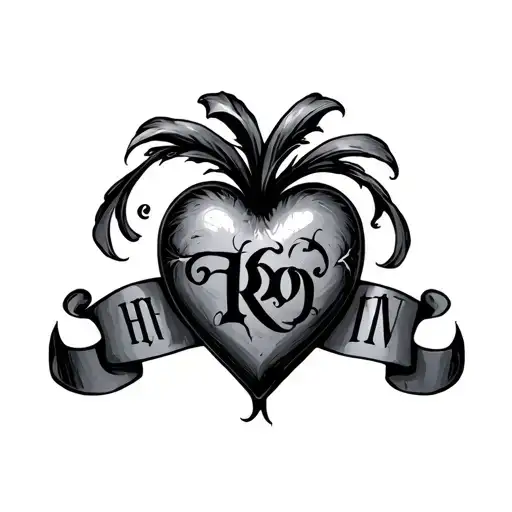 Traditional Black Heart With Letters Eight