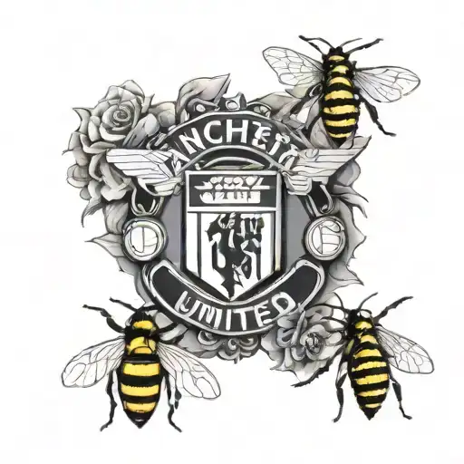 Manchester United Logo With Bees In Background