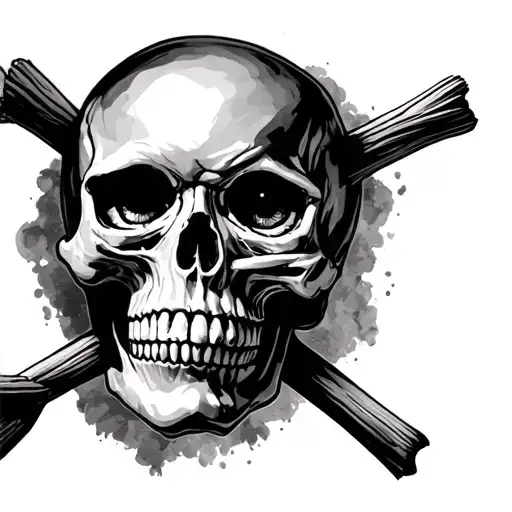 Skull Sticks Crossed Thro His Eyes