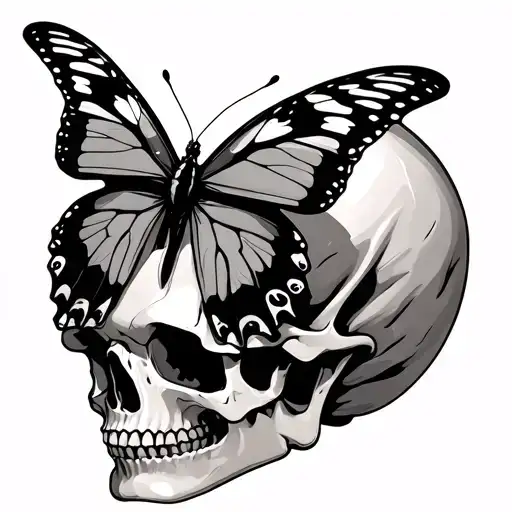 Butterfly Emerging Out Of Skull