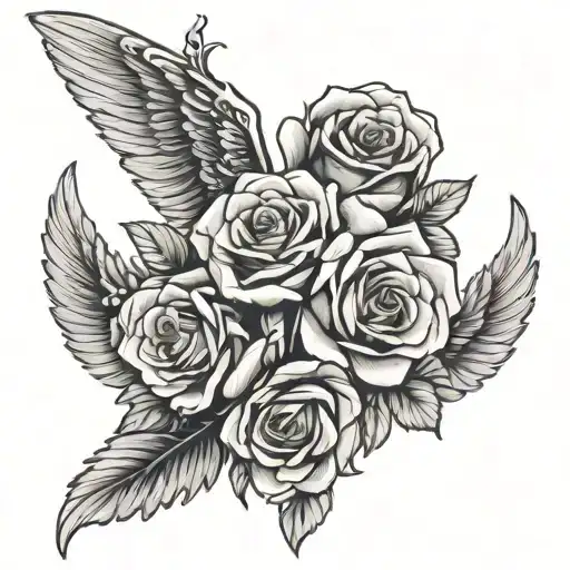 A Rose Blossom Angel Wings For Men Sleeve
