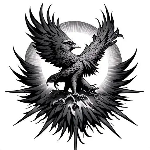 Majestic Phoenix Rising Sun From The Ashes