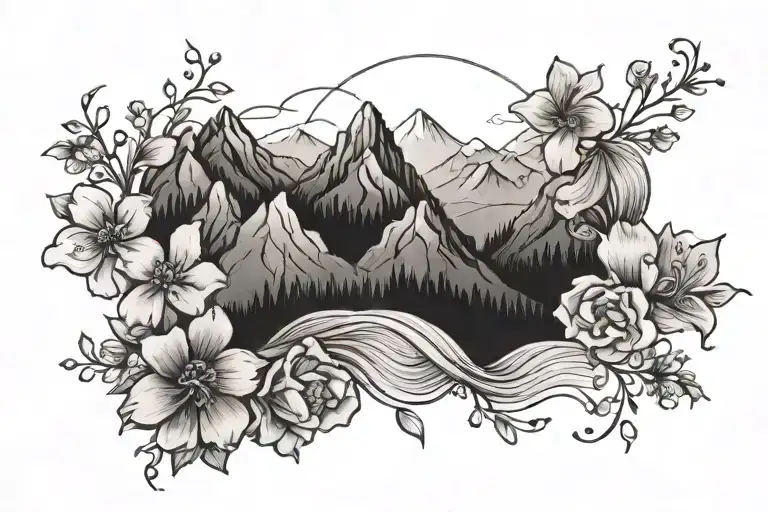 Small Flowers Coming Up A Mountain Range