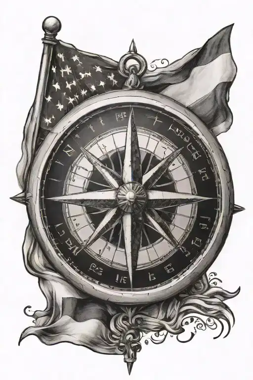 Compass With American Flag