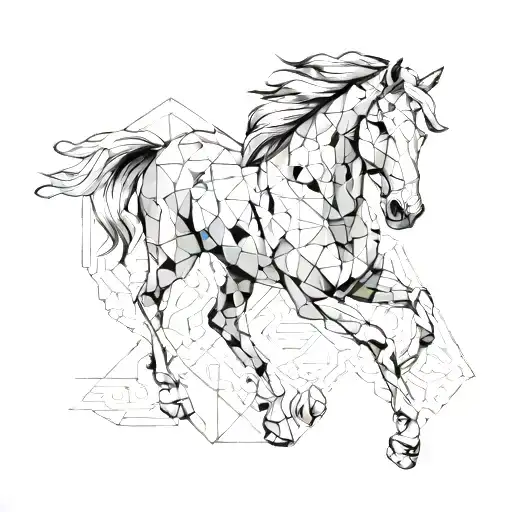 Geometric Horse Tattoo Design