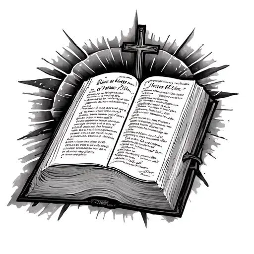 Religious Tattoo With Bible And Light