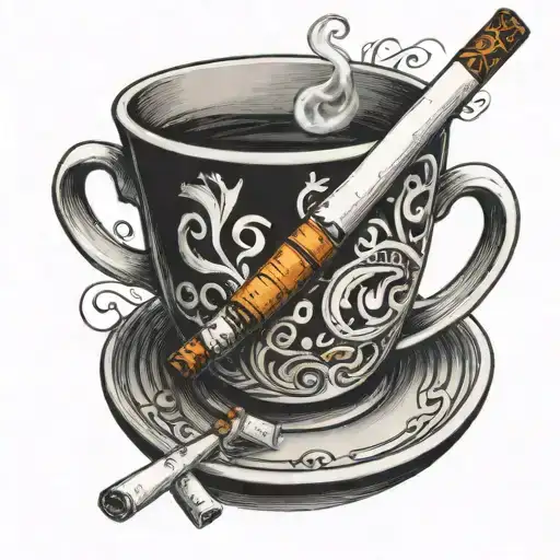 Cigarette On Coffee Cup